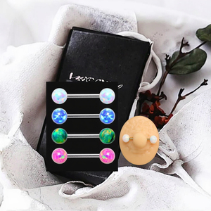 <span class=keywords><strong>Piercing</strong></span> <span class=keywords><strong>chirurgico</strong></span> in <span class=keywords><strong>acciaio</strong></span> filettato internamente bilanciere opale palla anello per capezzolo 14G seno capezzolo anello moda per il corpo gioielli - Product Image 4