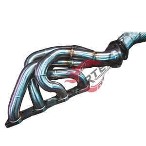 Collecteur de tuyau d'échappement en acier inoxydable T304 à haut débit Vortex - 1,5 mm d'épaisseur, finition bleu brûlé poli pour Ferrari F430 - Product Image 5