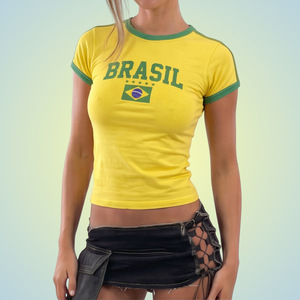<span class=keywords><strong>Camisetas</strong></span> <span class=keywords><strong>de</strong></span> Verano <span class=keywords><strong>para</strong></span> <span class=keywords><strong>Mujer</strong></span>, Corte Ajustado, Estampado <span class=keywords><strong>de</strong></span> Letras, Bloques <span class=keywords><strong>de</strong></span> Color con Logotipo <span class=keywords><strong>de</strong></span> la Serie Country Personalizada, Manga Corta - Product Image 2