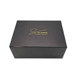 Caja de Regalo Plegable de Cartón Negro Reciclable Personalizada con Cierre Magnético para Zapatos, Ropa, Calcetines, Diseño con Relieve de Piel - Product Image 2