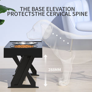 <span class=keywords><strong>Station</strong></span> d'alimentation pour chien en acier inoxydable anti-déversement avec bord extérieur surélevé <span class=keywords><strong>3</strong></span> hauteurs 2.8 "8" 12 ''Bol pour chien surélevé pliable noir - Product Image 2