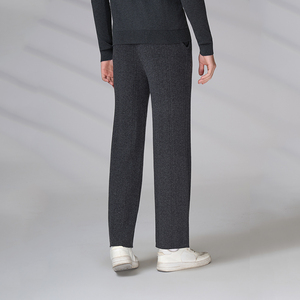 Pantalon de jogging en laine personnalisé pour homme, style vintage, taille élastique, couleur unie, coupe large, tricoté, pour automne et printemps - Product Image 3