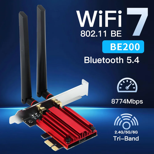WiFi 7 PRO Pcie Wireless Network Card Tri-band BE200NGW Wifi7 Card 2.4G/5G/6GHz for Computer Win 10/11