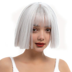 Peluca de Bob corto Multicolor barata vigorosa con flequillo Peluca de <span class=keywords><strong>Anime</strong></span> recta corta sintética resistente al calor para <span class=keywords><strong>Cosplay</strong></span> - Product Image 4