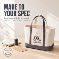Sac fourre-tout en toile avec logo personnalisé, poche avant et bordure grise, sac de shopping réutilisable pour la vente au détail et l'emballage de cadeaux