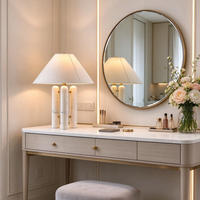 Lampe de table LED anti-éblouissement en laiton et marbre blanc moderne, de luxe, directement de l'usine, pour salon, chambre à coucher, chevet, bureau