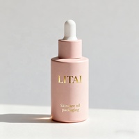 Emballage d'huile cosmétique bouteille d'huile essentielle pour cheveux 40ml 60ml verre rose mat soins de la peau visage sérum compte-gouttes pipette bouteille 30ml
