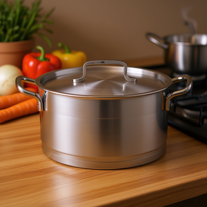 Meat Pot Crete Stainless Steel Roasting <b>Pan</b> With Lid 30cm Capacity For Cooking Meat And Vegetables - Product Image 3