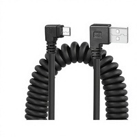 Kabel Data Spiral Spring Retractable USB-A ke Micro USB dengan Kepala Ganda untuk Pengisian Daya dan Transfer Data Ponsel