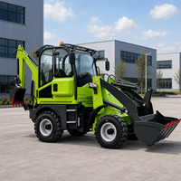 LUYU Diesel Mini-Baggerlader 4x4 Kompakttraktor mit Frontlader und Heckbagger