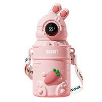 Bouteille d'eau intelligente avec affichage LED de la température Bouteille à boire en acier inoxydable 316 Cute Rabblt Vacuum Kids Tumbler Thermos Mug