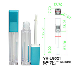 Shiny <b>Square</b> Thick Wall 6ML Red Top Clear Bottle Packaging Empty Lip Gloss Tubes <b>Plastic</b> Cosmetic Lipgloss <b>Container</b> - Product Image 2