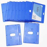 Porte-badge coulissant en plastique rigide bleu pour cartes de visite, sans fermeture, étui protecteur horizontal