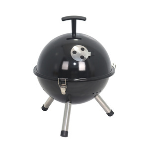 Portable Round Charcoal <b>BBQ</b> Grill 34.5Cm Outdoor Camping Grill With Tripod <b>Stand</b> Enamel Finish - Product Image 2