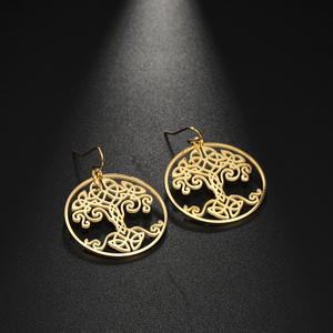 Nuovo arrivo <span class=keywords><strong>orecchini</strong></span> alla moda in <span class=keywords><strong>acciaio</strong></span> inossidabile per le donne fatto a mano elegante elegante Logo <span class=keywords><strong>albero</strong></span> <span class=keywords><strong>della</strong></span> <span class=keywords><strong>vita</strong></span> graziosi gioielli a Clip - Product Image 2