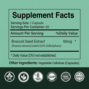 Cápsulas de Semillas de Brócoli con Sulforafano para la Salud Inmunológica y Digestiva de Adultos, Desintoxicación del Hígado, Gestión de Energía - Personalización de Marca Privada - Product Image 2