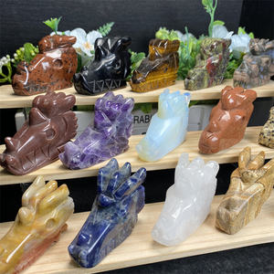 Precio al por mayor curación espiritual Reiki piedra curativa cabeza de cuarzo cristal dragón calaveras para Decoración - Product Image 4