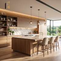Ensemble d'armoires de cuisine rustiques style ferme pour maison de ville, ton bois chaud, meubles de rangement pour cuisine domestique