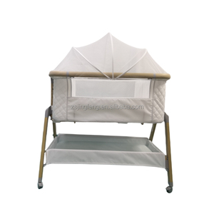 Culla Portatile Moderna Pieghevole con Altezza Regolabile e Ruote, Leggera in Metallo, per Neonati, <span class=keywords><strong>da</strong></span> Posizionare Accanto al Letto, per Uso Interno ed Esterno - Product Image 5