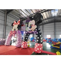 Arche gonflable à thème couple de souris de dessin animé, décorée de nœuds à pois, pour entrée de fête, idéale pour enfants, location commerciale et carnaval