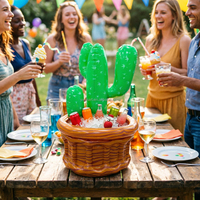 Seau à glace gonflable en PVC en forme de cactus pour l'été, idéal pour les fêtes, les boissons, la bière, le cola, les barbecues et comme support de boissons au bord de la piscine