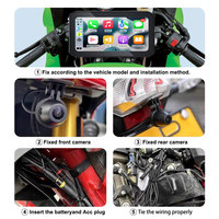 Écran CarPlay pour moto de 6,25 pouces, étanche IPX7, 1500 nits, surveillance de stationnement 24h/24, double connexion sans fil, Android Auto, TPMS, navigation GPS