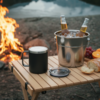 Mug isotherme portable en acier inoxydable à double paroi de 12 oz avec poignée, idéal pour le camping et les voyages, maintient au chaud pendant 6 à 12 heures