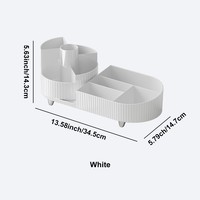 UFORU Vassoio Organizzatore Trucchi Bianco in PET, Contenitore Cosmetici Girevole a 360 Gradi, Porta Pennelli da Toeletta, Espositore da Banco