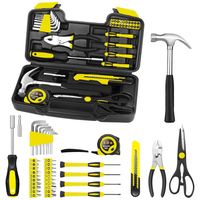 Offre Spéciale : Kit d'outils manuels jaunes 39 pièces pour la maison, boîte à outils portable en plastique, kit de réparation de base pour la maison, le bureau et l'usage quotidien