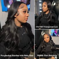 Perruque Lace Frontal Wig Hd Body Wave, perruques brésiliennes de cheveux humains