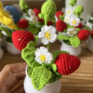 Gran oferta, planta de fresa acabada, ganchillo, hilo de lana, ilustraciones hechas a mano, decoración del hogar para Navidad, otros festivales - Product Image 3