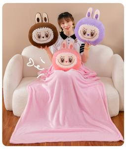 Coussin-Plaid Botu Cartoon Labubu, Double Usage, Coussin de Voiture, Coussin Mignon, Couverture 2-en-1, Coussin d'Épaule et de Dos pour Enfants, Couverture Design pour Poupée - Product Image 4