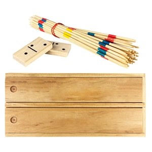 Juego portátil de madera y bambú, palos de dominó, 70 Uds., piezas, logotipo personalizado, regalos promocionales PT002, juego de madera 2 en 1 en Stock - Product Image 4