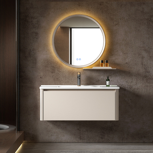 Mueble de <span class=keywords><strong>Baño</strong></span> Flotante Moderno Minimalista Estilo <span class=keywords><strong>Bauhaus</strong></span>, Espejo Inteligente Colgante de Pared, Lavabo de Cerámica, Gabinete de Almacenamiento Montado en la Pared - Product Image 3