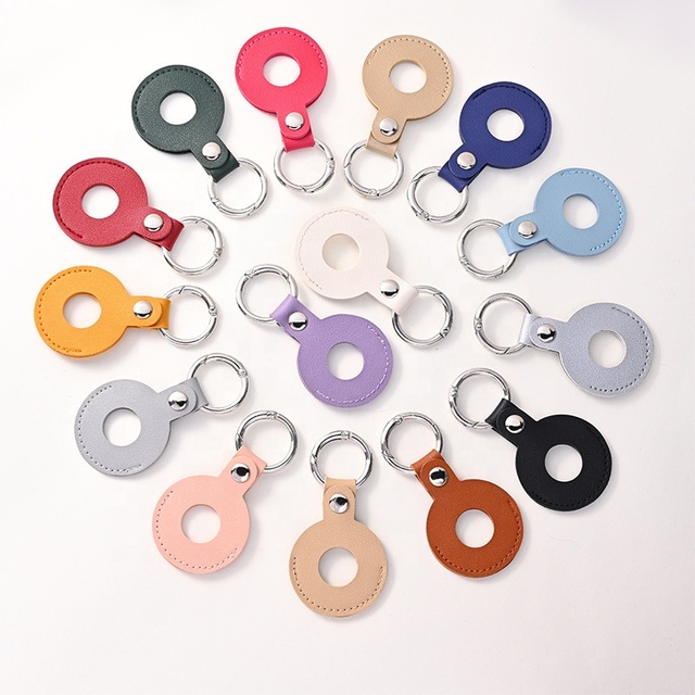 PU Leather Protective Case for Air Mini Tag Global Tracking Kids Accessories with Spring Buckle Customizable Car Keychain