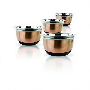 Wholesale Eco-Friendly Stainless Steel Kitchen Dinnerware <b>Set</b> <b>Microwavable</b> Colored Euro Mixing Bowl Non-Skid Salad Bowl - Product Image 1