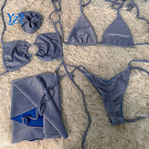 2025 Velours Bikini Personnalisé Usine Conception Beachwear Perles Bikinis Sexy Draw String Bikini Maillots De Bain - Product Image 5