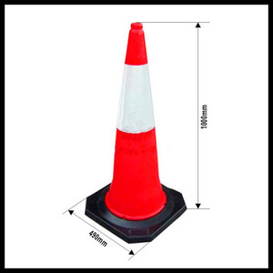 Cône de signalisation routière flexible en plastique réfléchissant avec base pour zone de travail et sécurité routière - Product Image 3
