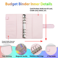 Cahier de notes rechargeable en cuir PU, agenda A5, couverture a6, organisateur d'argent, 6 trous, journal note et 6 anneaux, agenda