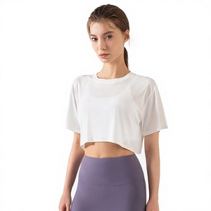 T-shirt court en coton premium pour femme, coupe oversize personnalisée, décontracté, fournisseur en gros, T-shirts courts oversize tendance pour femme - Product Image 1