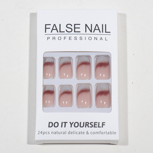 Lot de 24 faux ongles à presser en ABS, design français, longs, carrés, dégradés, avec colle à ongles et emballage élégant pour les doigts - Product Image 3
