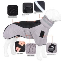 Manteau pour chien à deux pattes gris violet uni, col roulé, rembourré en coton, réfléchissant, ajustable, XL, gilet chaud et épais pour l'hiver