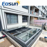 Ventana de Techo Abatible Automática de Aluminio con Vidrio, Impermeable, para Balcón o Patio, Retráctil, Resistente al Viento