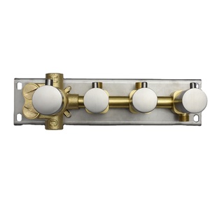 <strong>Thermostatic</strong> <strong>Shower</strong> <strong>Valve</strong> Triple Handle 3 Outlet Diverter Solid Brass Construction Brushed Finish Modern Design for Bathroom Use - Product Image 1