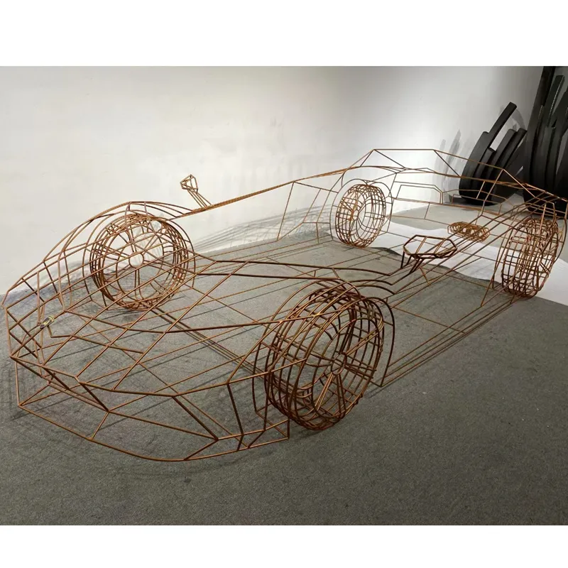 Özelleştirilmiş Metal araba heykel dekorasyon fiberglas büyük reçine simülasyon araba heykel