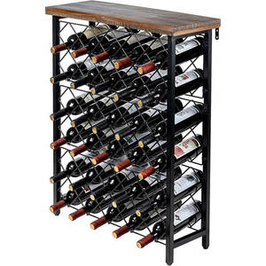 Porte-bouteilles sur pied autoportant à 9 niveaux, capacité de 54 bouteilles, en bois - Product Image 1