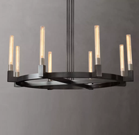 Lustre rond en laiton avec abat-jour en verre américain de luxe de 48 pouces, base E26 pour table à manger, salon, chambre à coucher