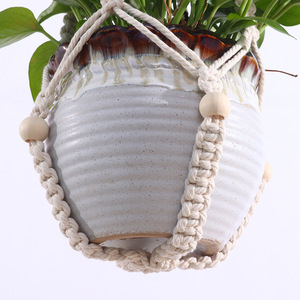 Porte-<span class=keywords><strong>Pot</strong></span> en corde <span class=keywords><strong>de</strong></span> coton macramé, 1 pièce, décor <span class=keywords><strong>DIY</strong></span>, fait à la main, support <span class=keywords><strong>de</strong></span> plantes pour l'intérieur et l'extérieur - Product Image 5