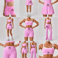 Ensemble de yoga sans couture personnalisé pour femmes, soutien-gorge de sport blanc et short taille haute, ensemble de survêtement, design dos nu, vêtements de sport
