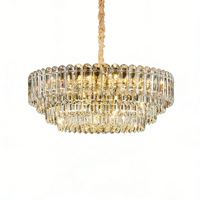 Lustre LED en cristal de luxe, style nordique moderne, réglable en hauteur, intensité variable, pour villa, hall d'hôtel, lampe suspendue de plafond pour la maison